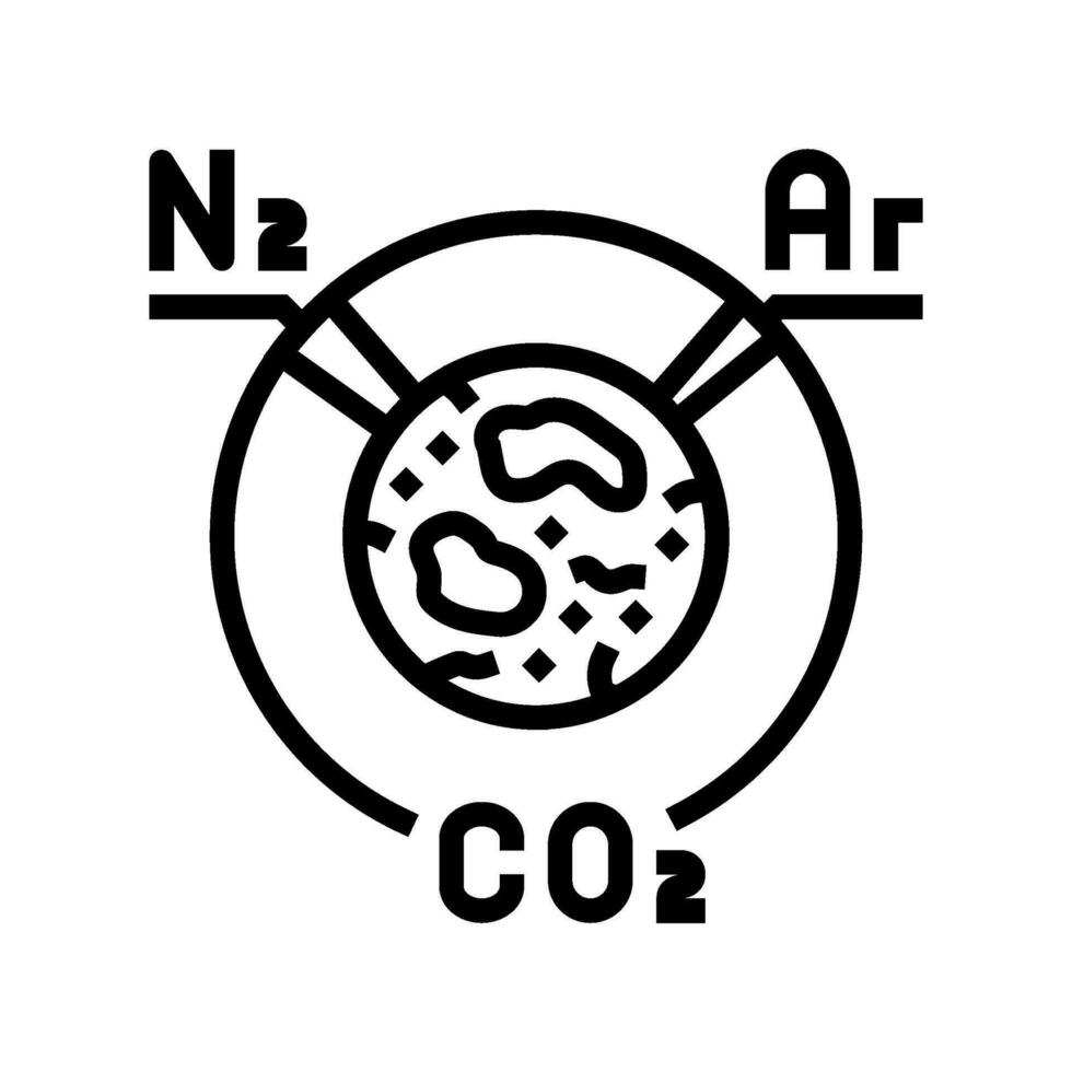 martian atmosfär fördärvar planet linje ikon vektor illustration