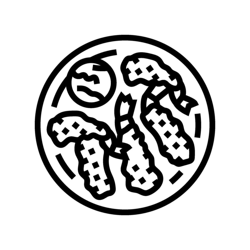 tempura räka japansk mat linje ikon vektor illustration