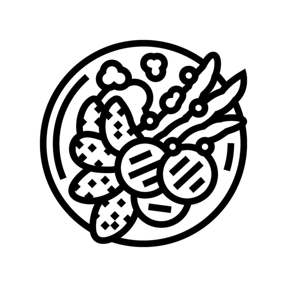 Tempura Gemüse japanisch Essen Linie Symbol Vektor Illustration