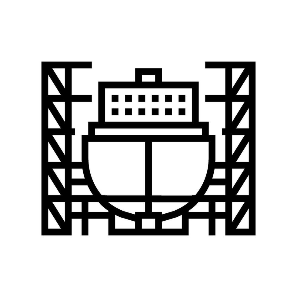 Werft Herstellung Prozess Linie Symbol Vektor Illustration