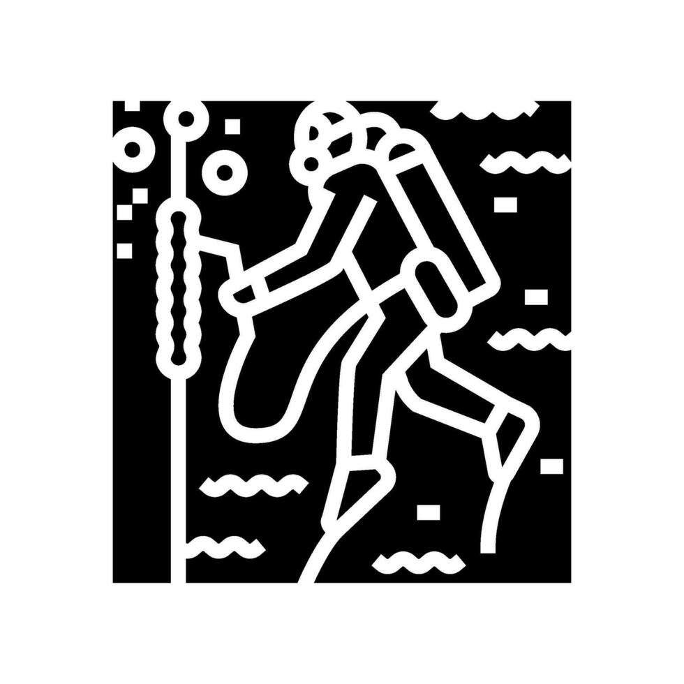 unter Wasser Schweißen Schiff Glyphe Symbol Vektor Illustration