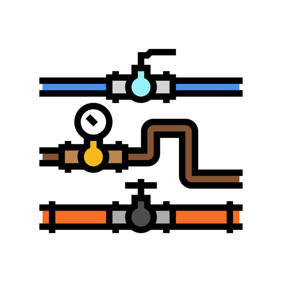 rörledning systemet petroleum ingenjör Färg ikon vektor illustration