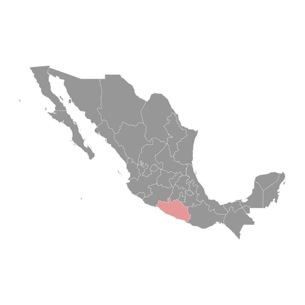 Guerrero Zustand Karte, administrative Aufteilung von das Land von Mexiko. Vektor Illustration.