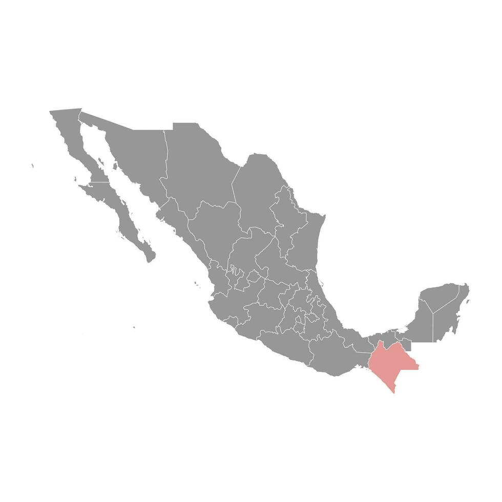 Chiapas Zustand Karte, administrative Aufteilung von das Land von Mexiko. Vektor Illustration.