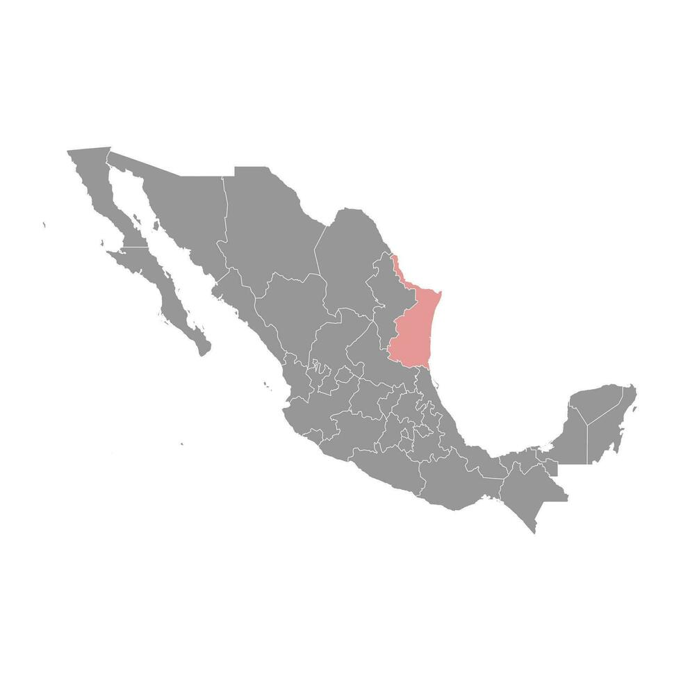 tamaulipas stat Karta, administrativ division av de Land av Mexiko. vektor illustration.