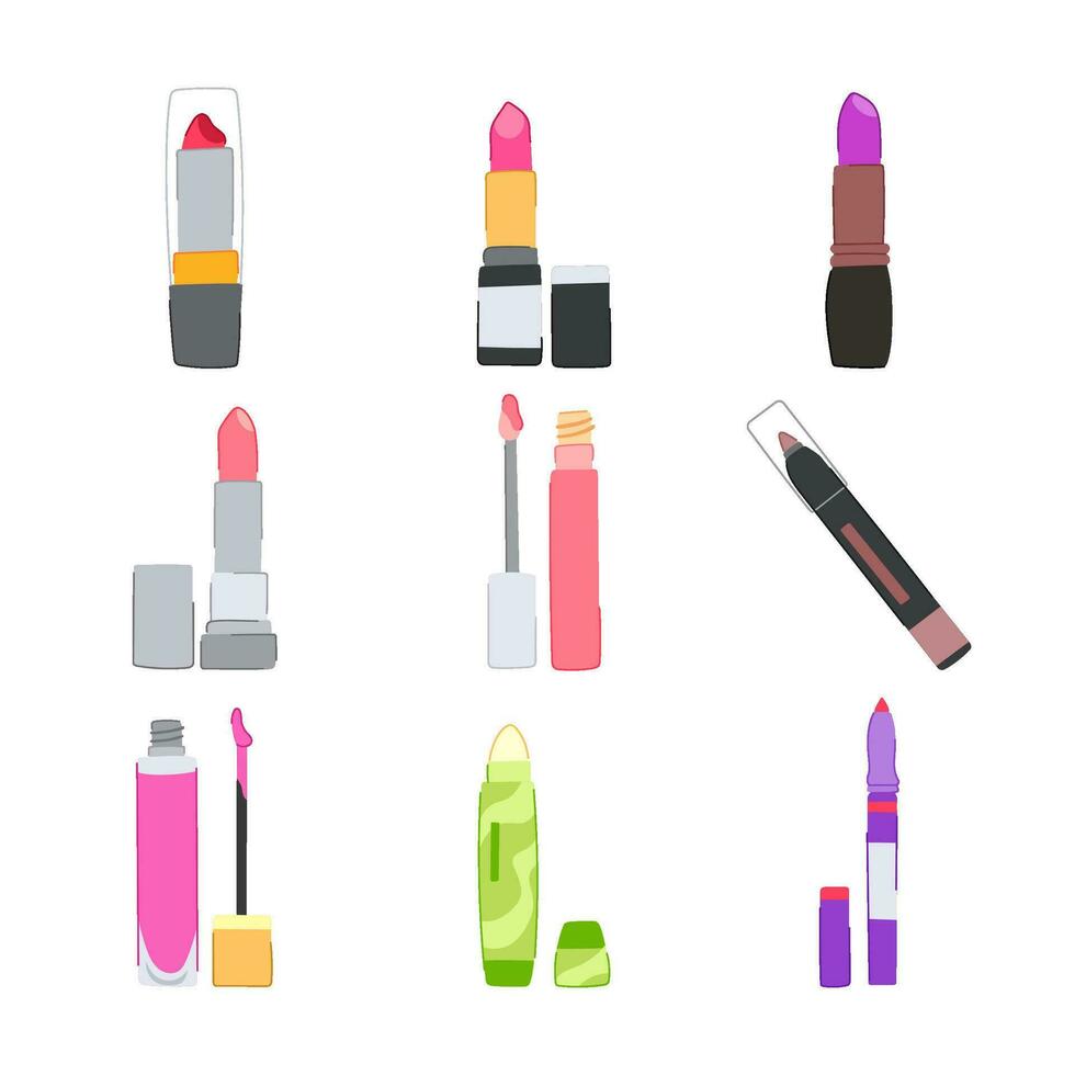 Lippenstift-Make-up-Set Cartoon-Vektor-Illustration vektor