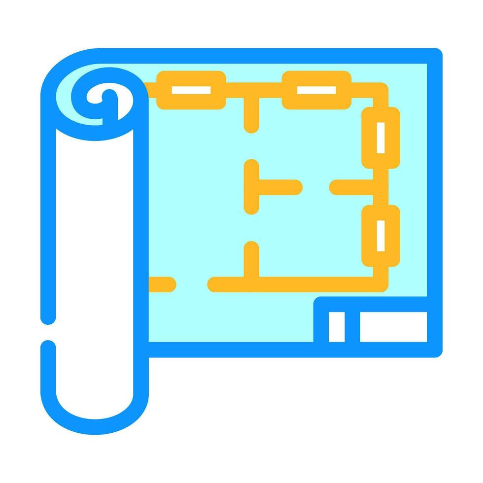 plan rulla civil ingenjör Färg ikon vektor illustration