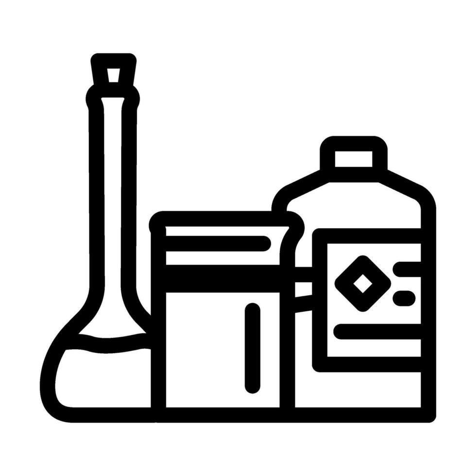 Chemikalien und Lösungsmittel Werkzeug Arbeit Linie Symbol Vektor Illustration