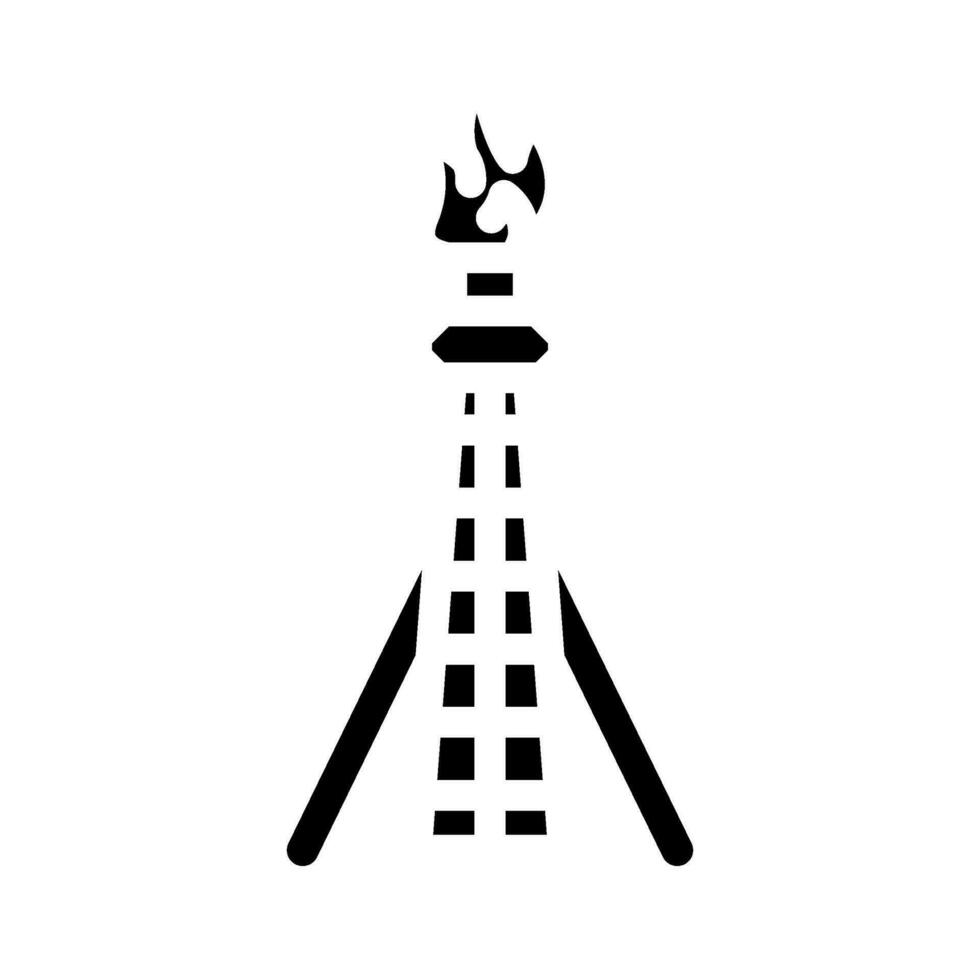 Gas Abfackeln Petroleum Ingenieur Glyphe Symbol Vektor Illustration