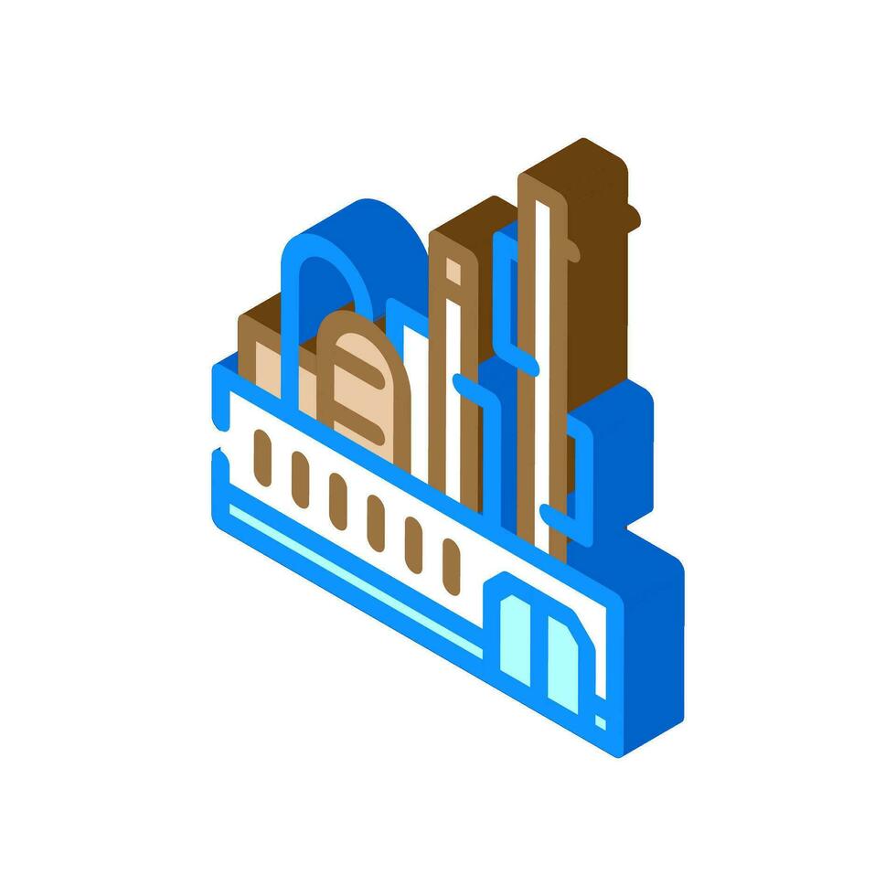 olja raffinaderi växt petroleum ingenjör isometrisk ikon vektor illustration