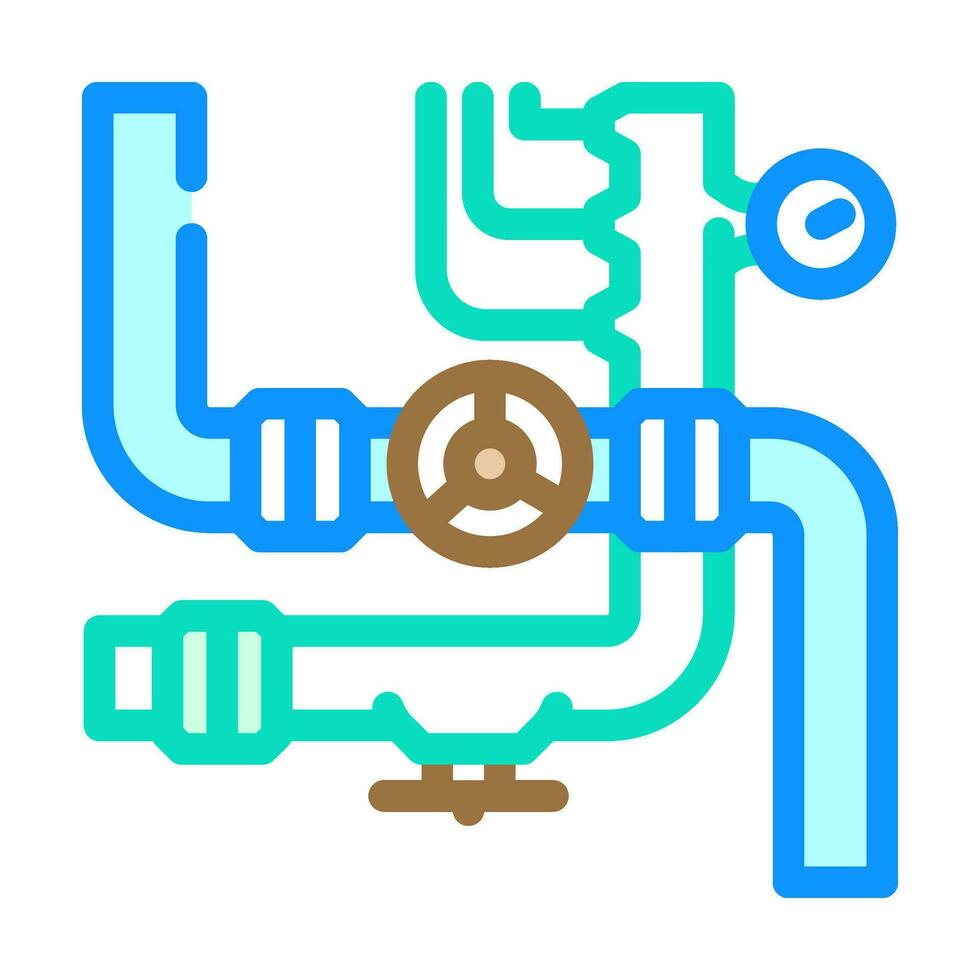 Pipeline System Petroleum Ingenieur Farbe Symbol Vektor Illustration