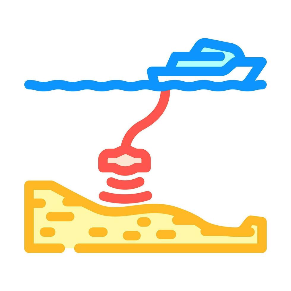 havsbotten undersökning petroleum ingenjör Färg ikon vektor illustration