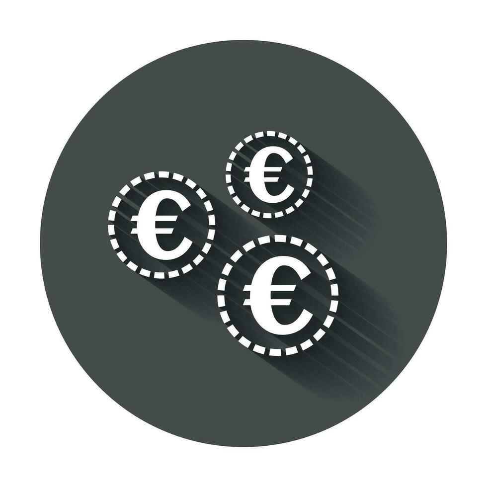 Euro Münzen Symbol. Vektor Illustration mit lange Schatten.