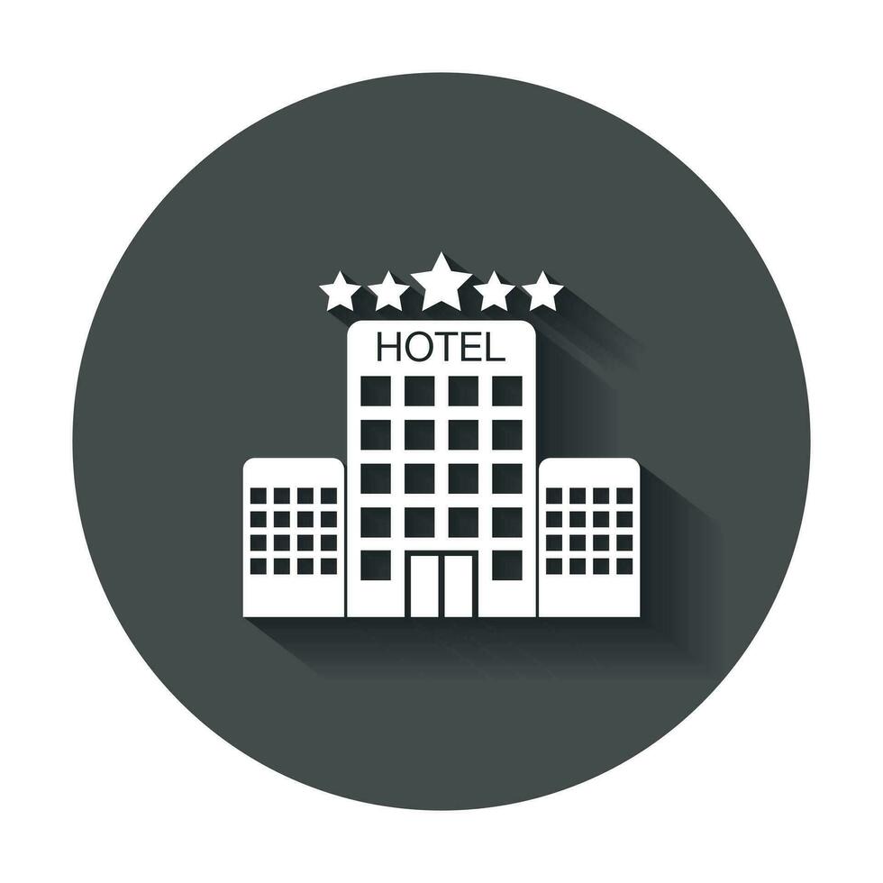 hotell ikon. enkel platt piktogram för företag, marknadsföring, internet begrepp med lång skugga. vektor