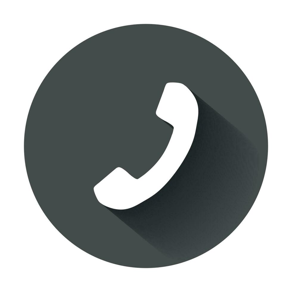 Telefon Symbol im eben Stil. Vektor Illustration mit lange Schatten.