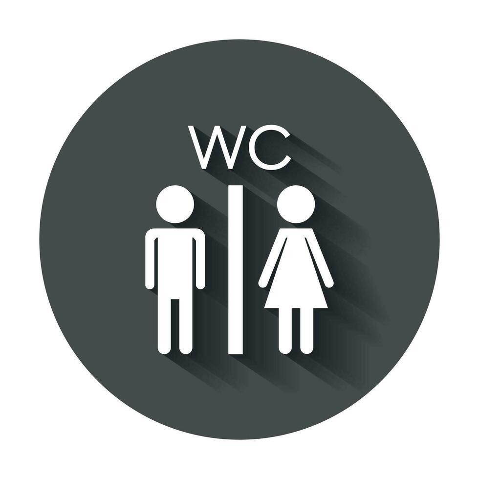 vektor toalett, toalett ikon. modern man och kvinna platt piktogram. enkel platt symbol med lång skugga.
