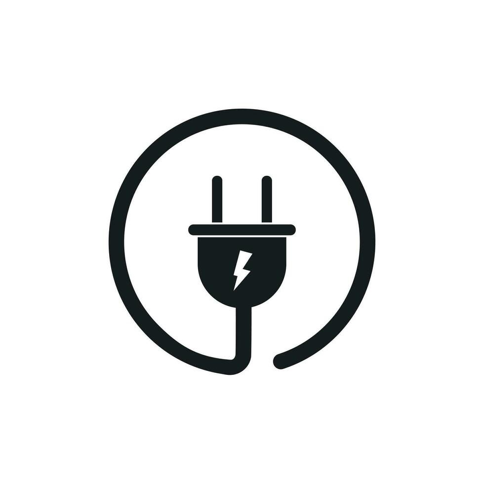 Stecker Vektor Symbol. Leistung Draht Kabel eben Illustration.