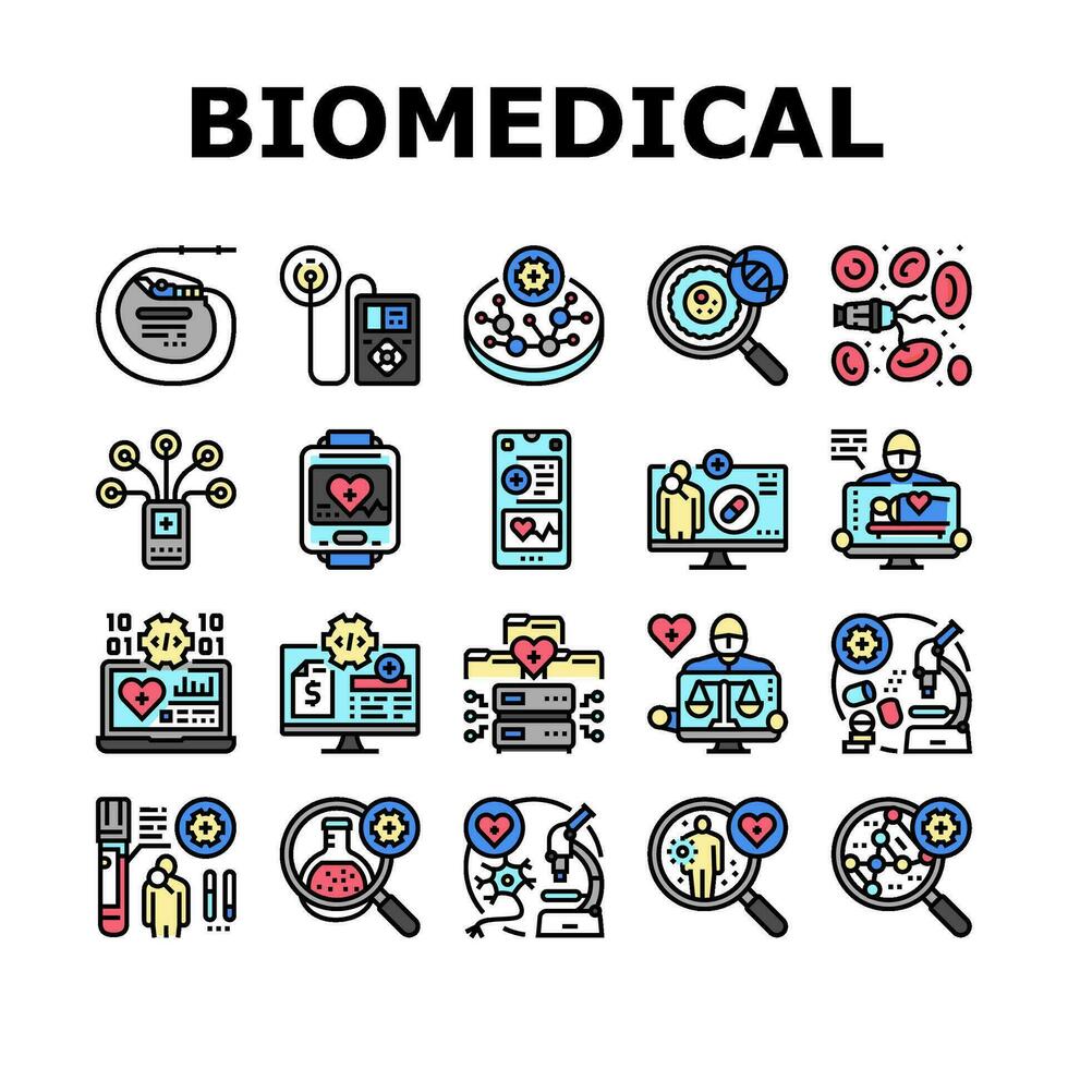 biomedizinisch medizinisch Wissenschaft Symbole einstellen Vektor