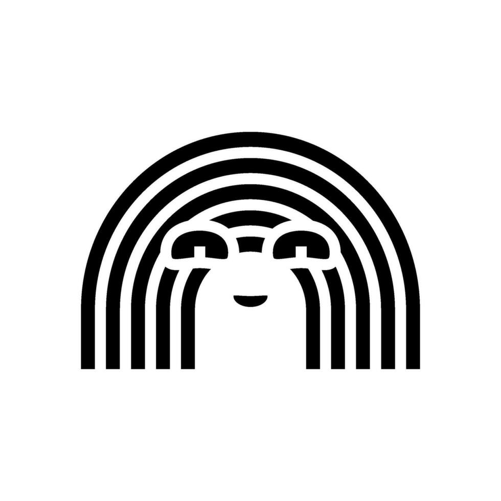 Regenbogen Lächeln Charakter Glyphe Symbol Vektor Illustration