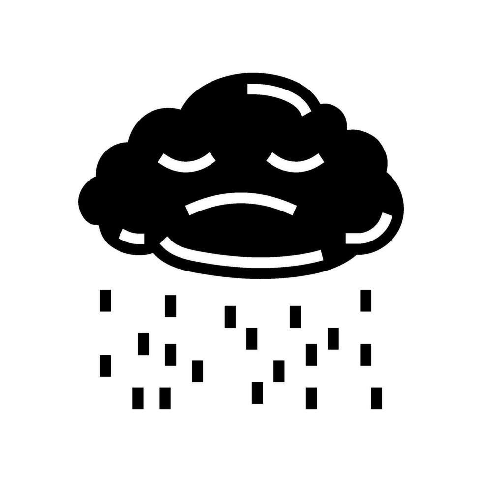 ledsen stormig moln humör glyf ikon vektor illustration