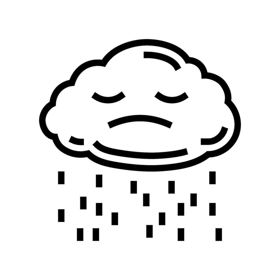traurig stürmisch Wolken Stimmung Linie Symbol Vektor Illustration