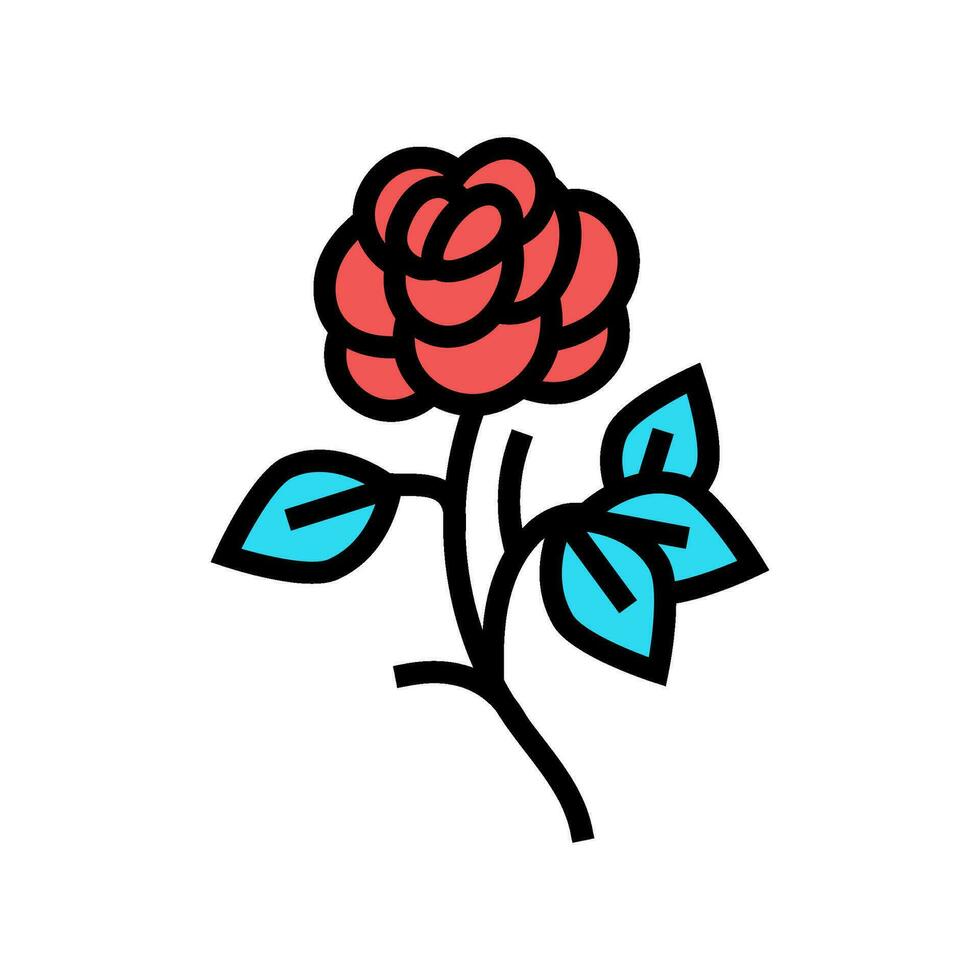 Rose Kunst tätowieren Jahrgang Farbe Symbol Vektor Illustration