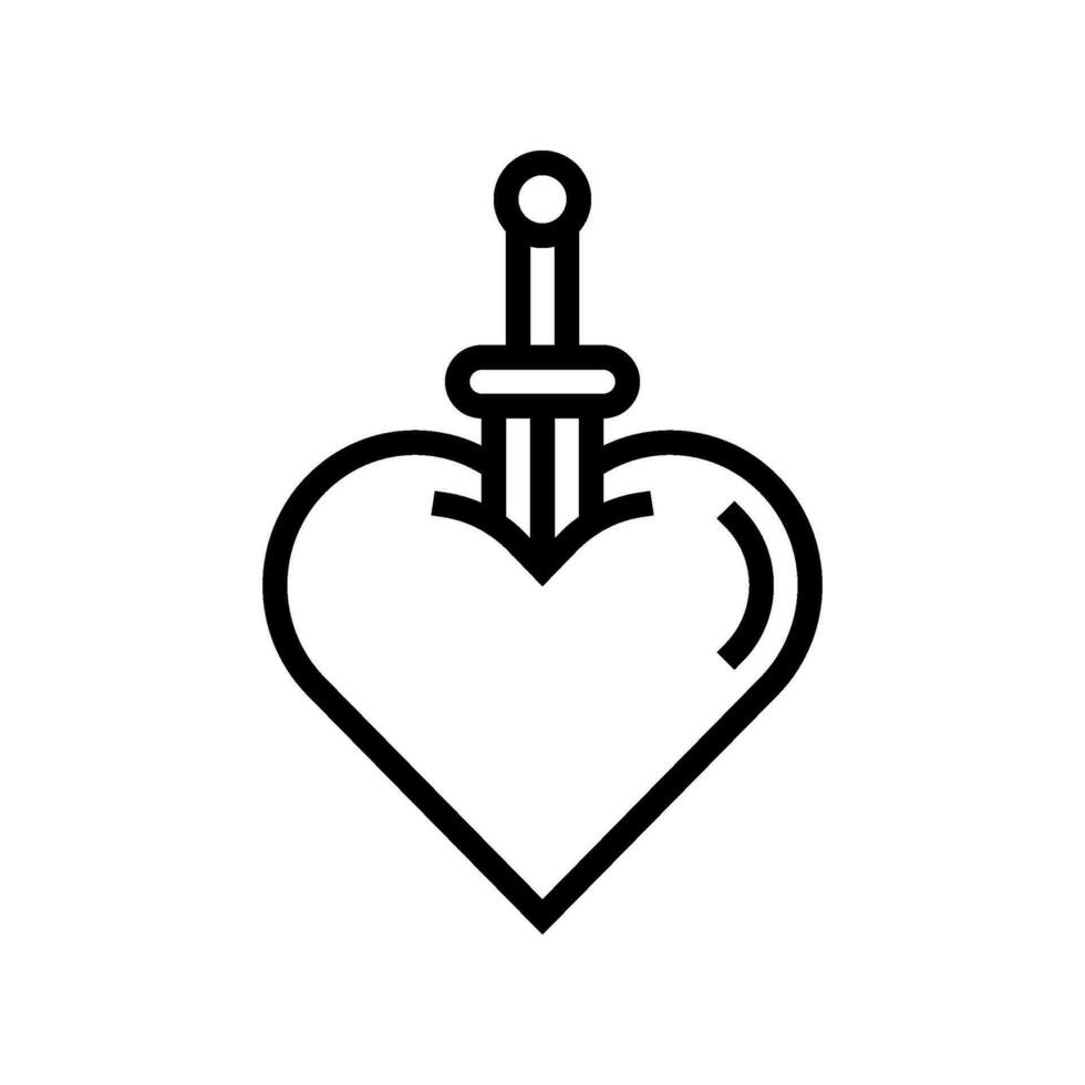 hjärta tatuering konst årgång linje ikon vektor illustration