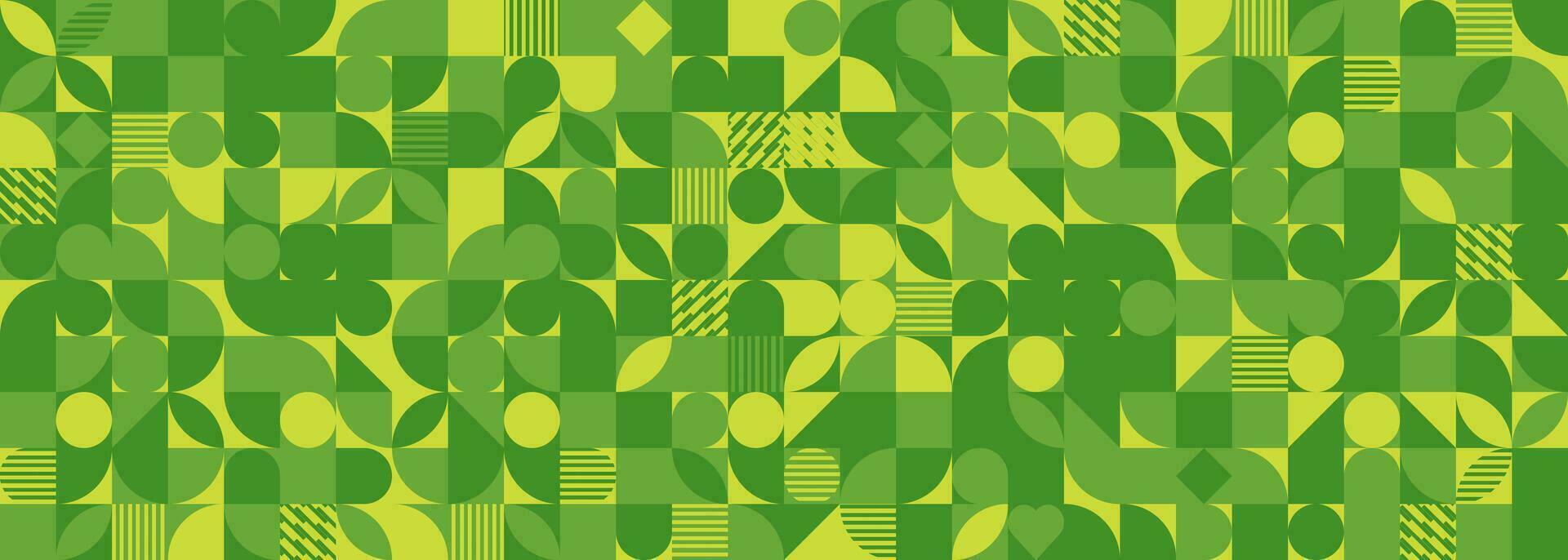 grön enfärgad bauhaus mönster i geometrisk former. geometrisk grön baner. vektor illustration. eps 10.