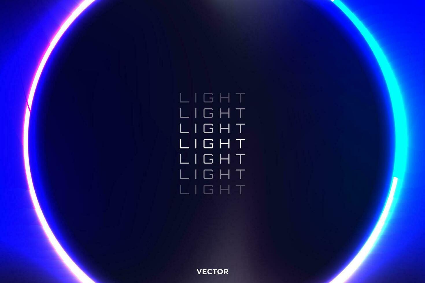 einfach Neon- glühend Ring auf dunkel Blau Hintergrund mit Licht Fackeln. Vektor Illustration. eps 10.