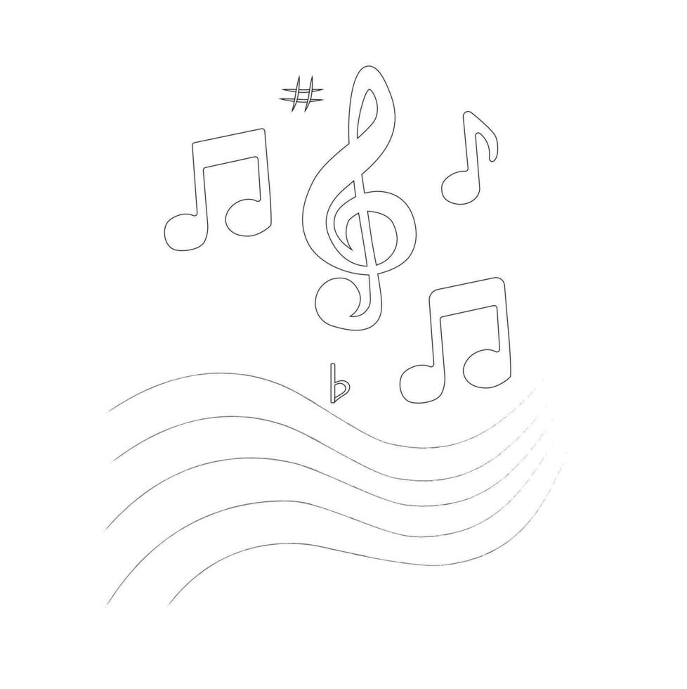 musik anteckningar platt vektor uppsättning isolerat på svart och vit bakgrund. låt, melodi eller ställa in vektor illustration. musik notera ikon för musikalisk appar och webbplatser. musik symbol. musik pentagram.