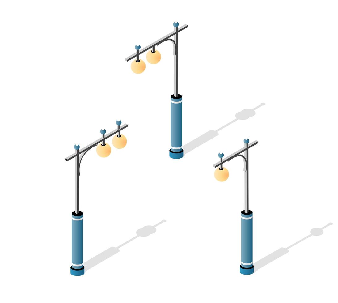 gatlykta med lyktor och stadsbelysning vektor