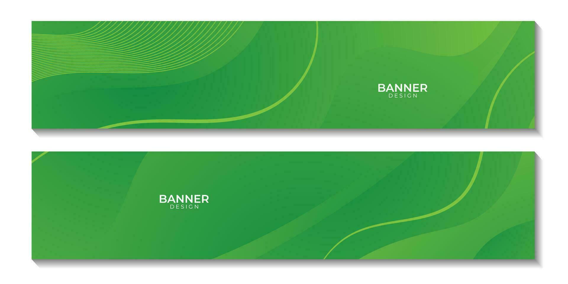 uppsättning av banderoller. abstrakt grön bakgrund med vågor vektor