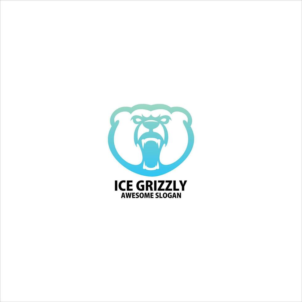 grizzly huvud logotyp design lutning linje vektor