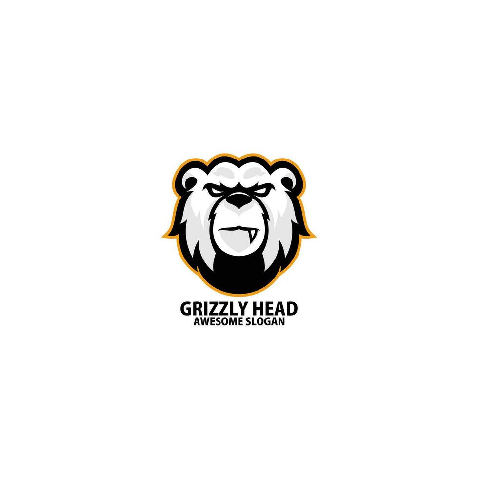 Grizzly Kopf Logo Design Spielen Maskottchen vektor