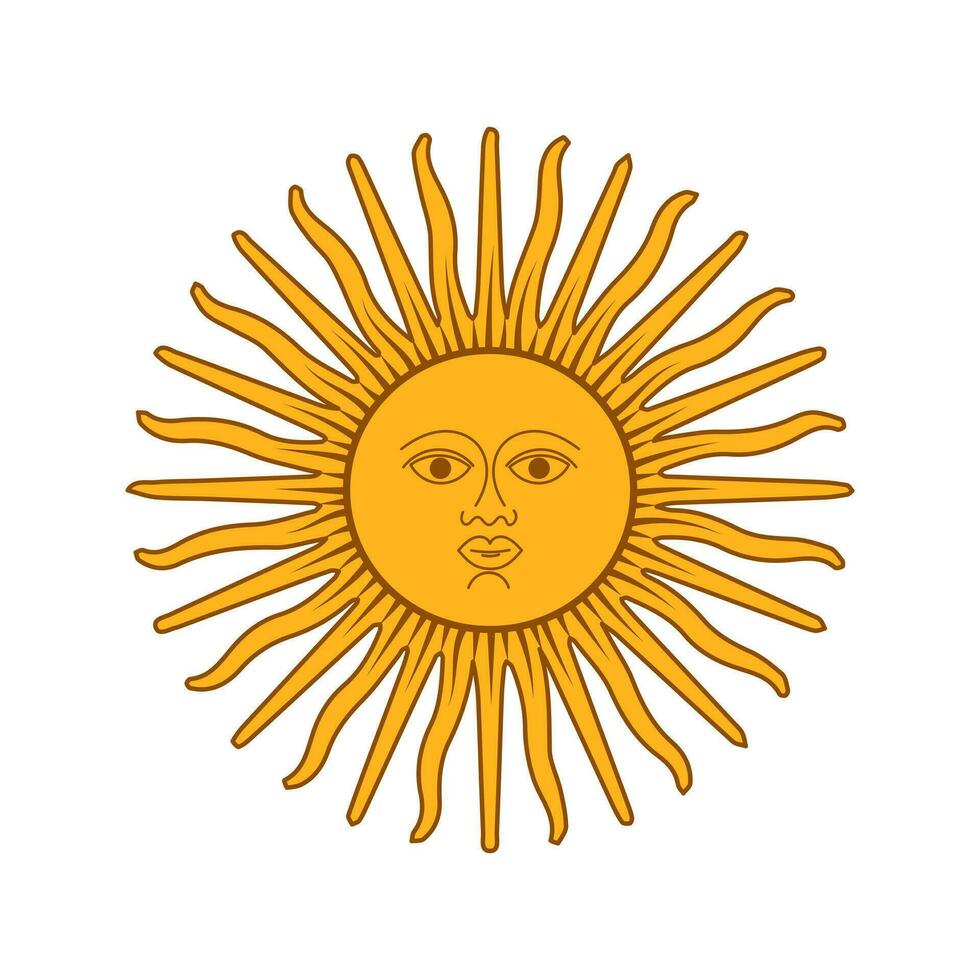 Sonne. Mantel von Waffen von das argentinisch Flagge. Argentinien Sonne Charakter. Illustration, Vektor