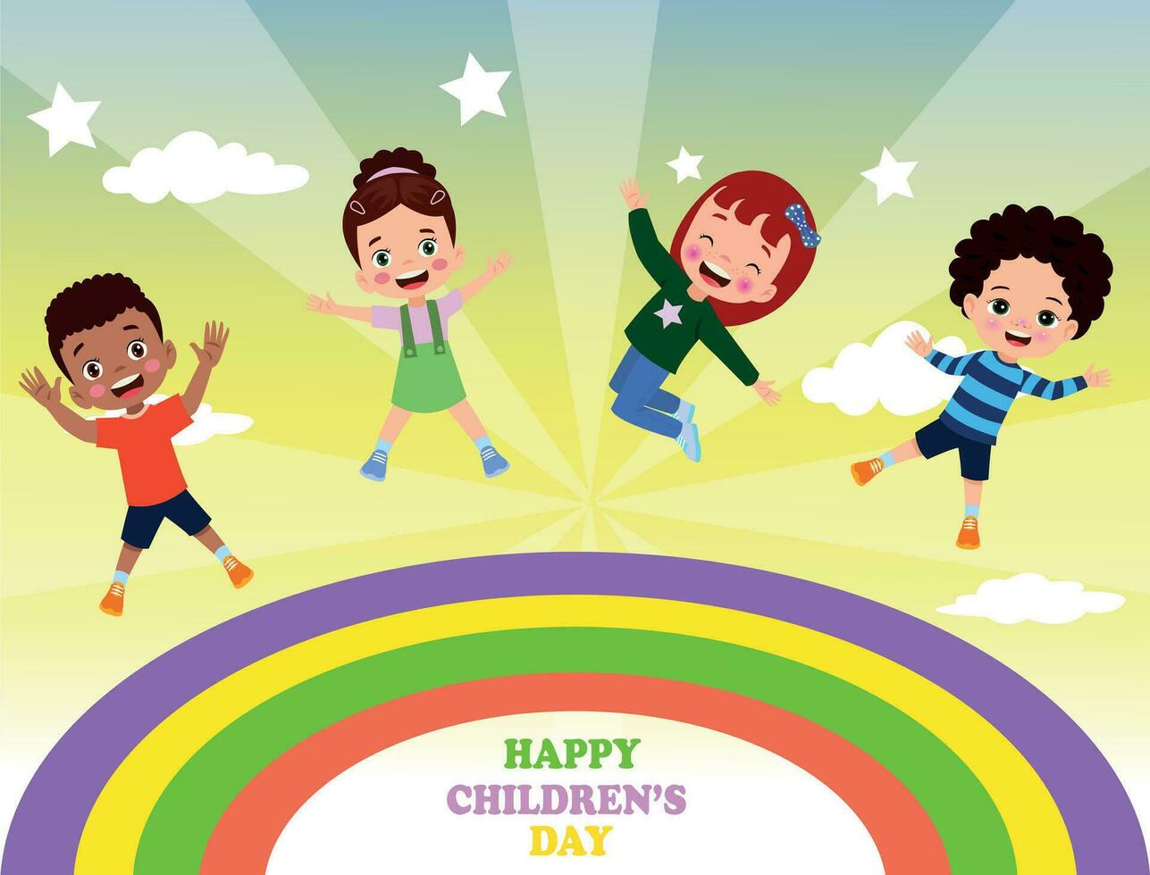 en affisch för de barns dag med de ord Lycklig barns dag vektor