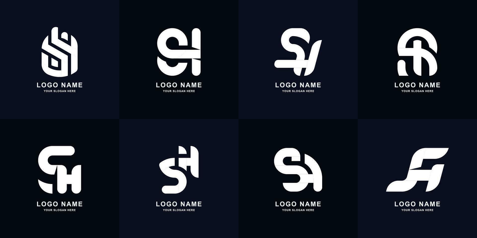 Sammlung Brief Sch oder hs Monogramm Logo Design vektor