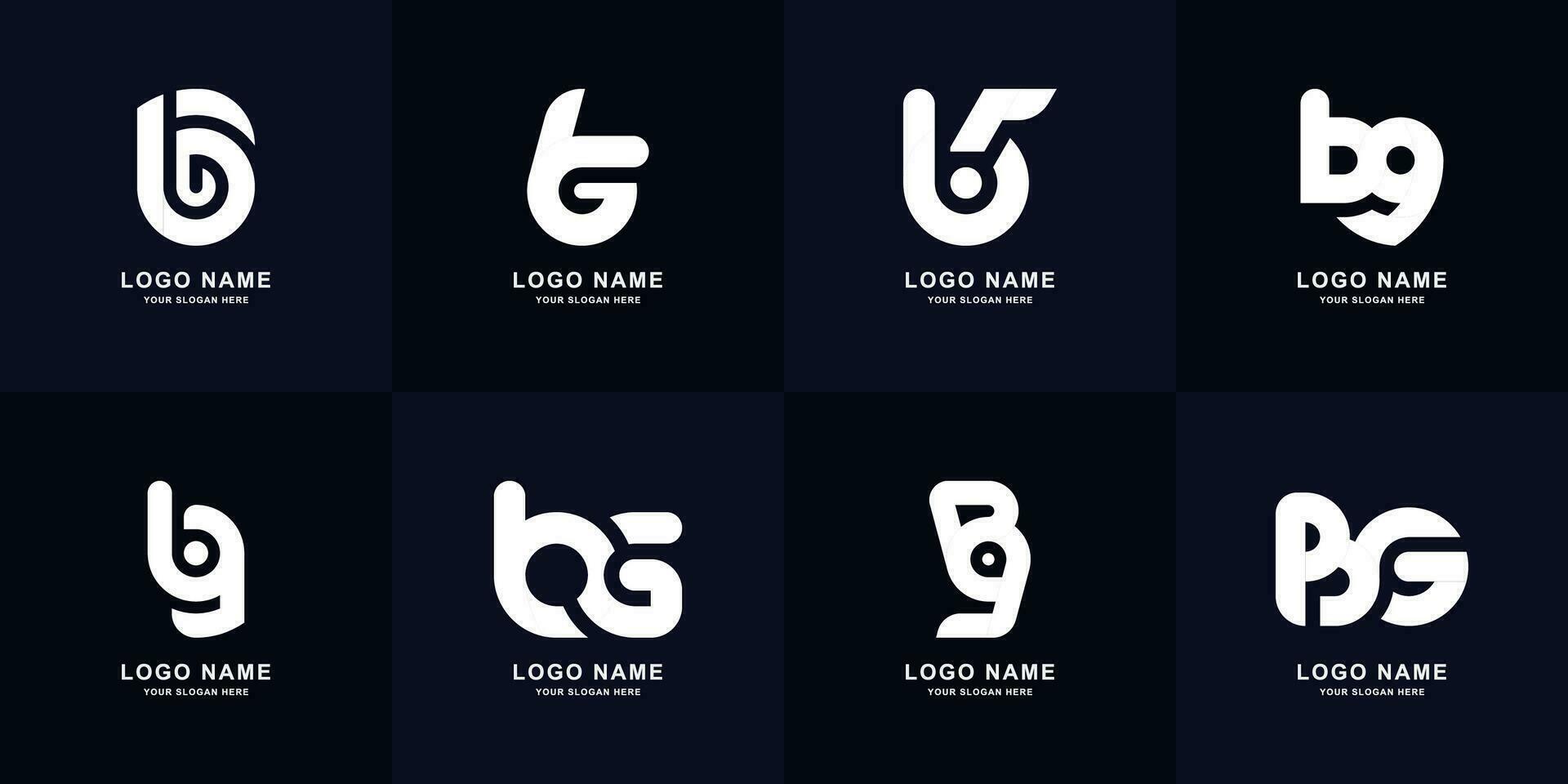 samling brev bg eller gb monogram logotyp design vektor