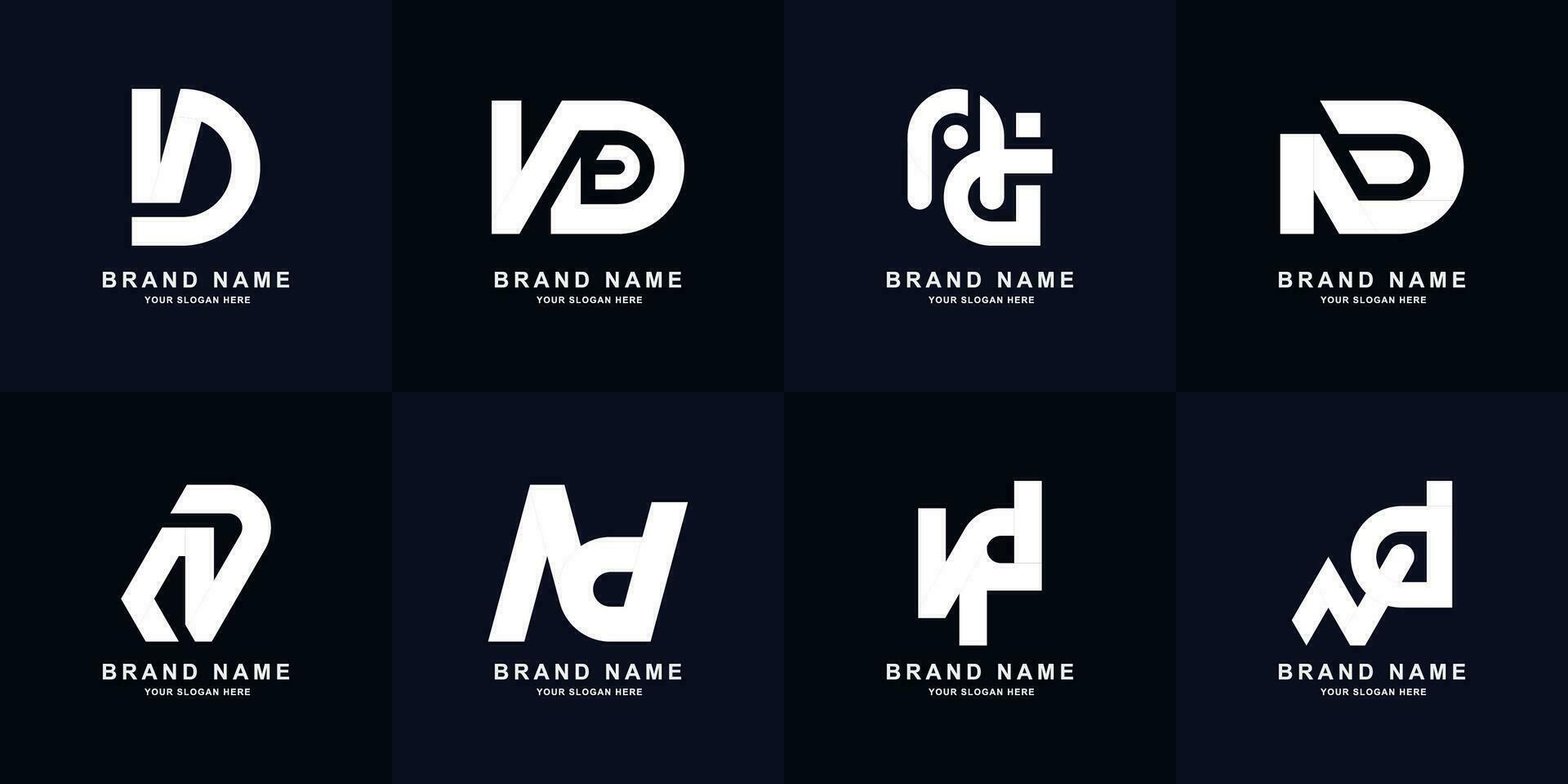 Sammlung Brief nd oder dn Monogramm Logo Design vektor