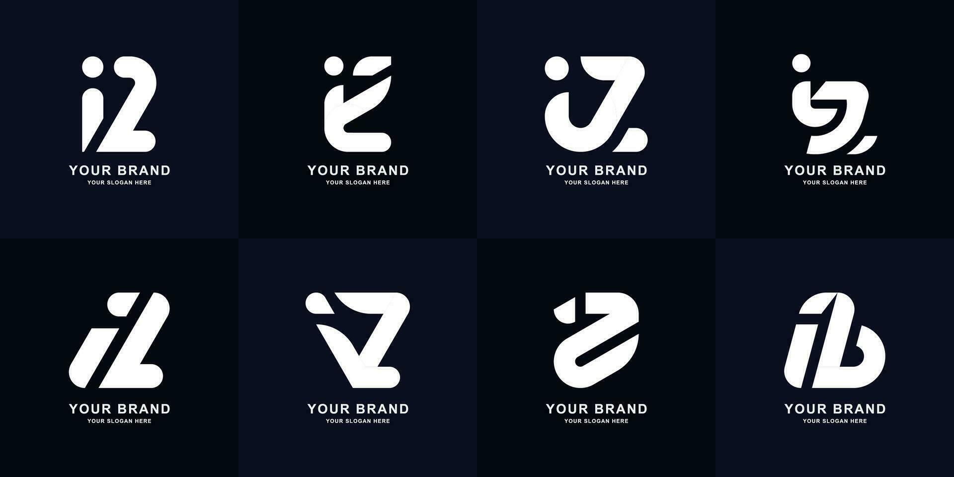 samling brev iz eller zi monogram logotyp design vektor