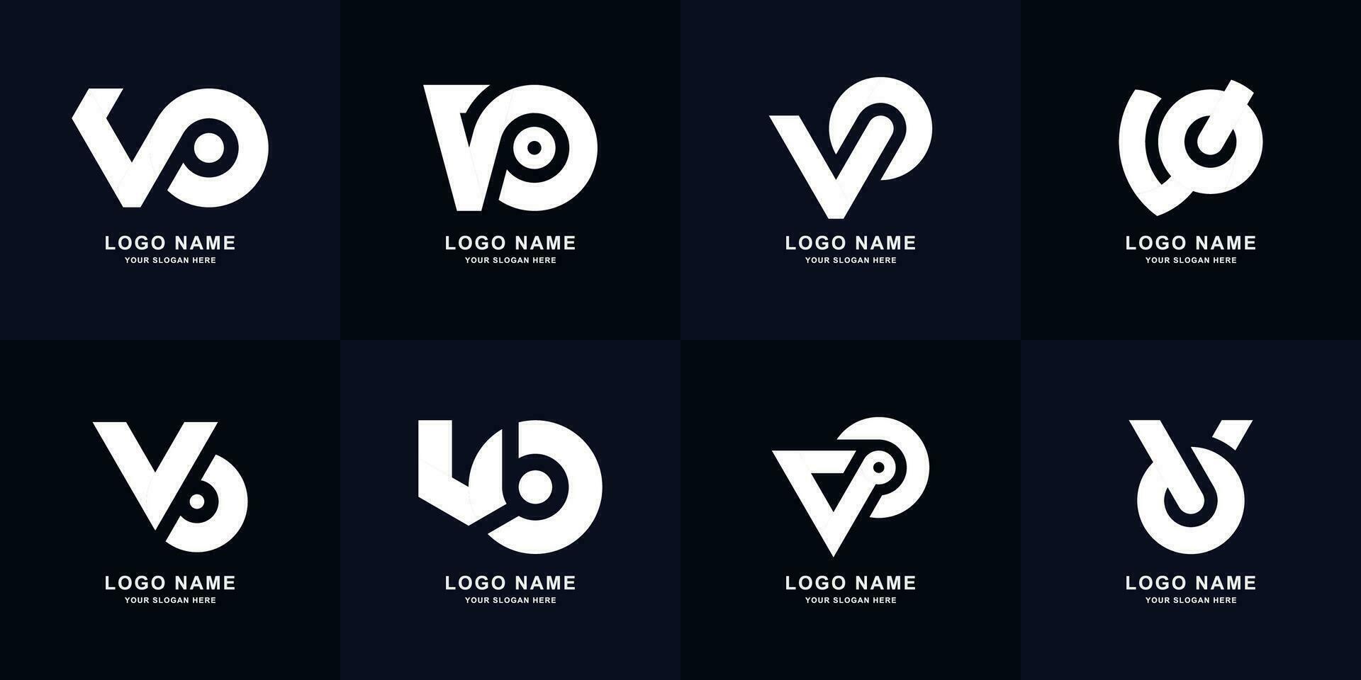 samling brev vo eller ov monogram logotyp design vektor