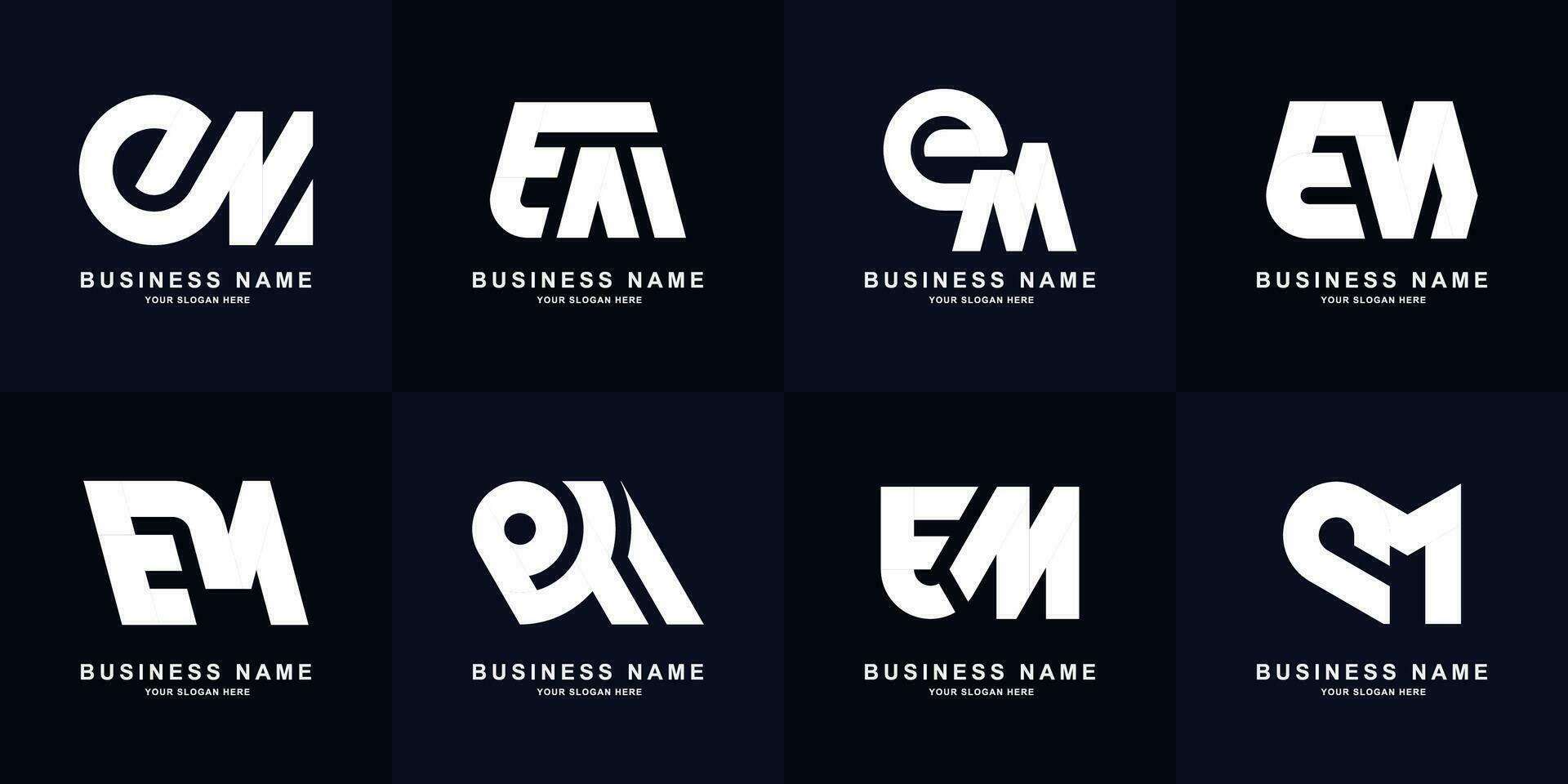 Sammlung Brief em oder mich Monogramm Logo Design vektor