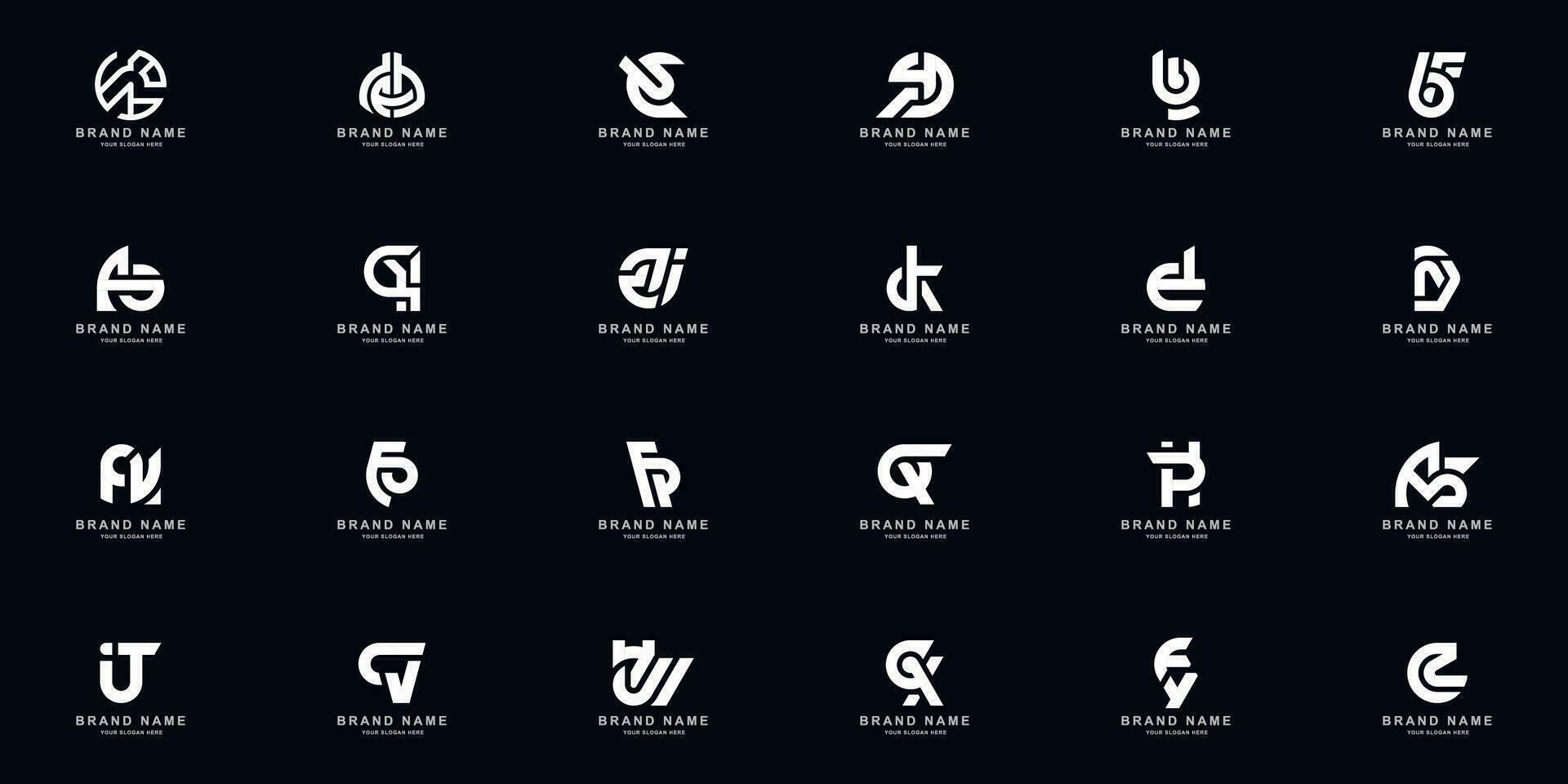 samling full uppsättning abstrakt kombinera brev en - z monogram logotyp design vektor