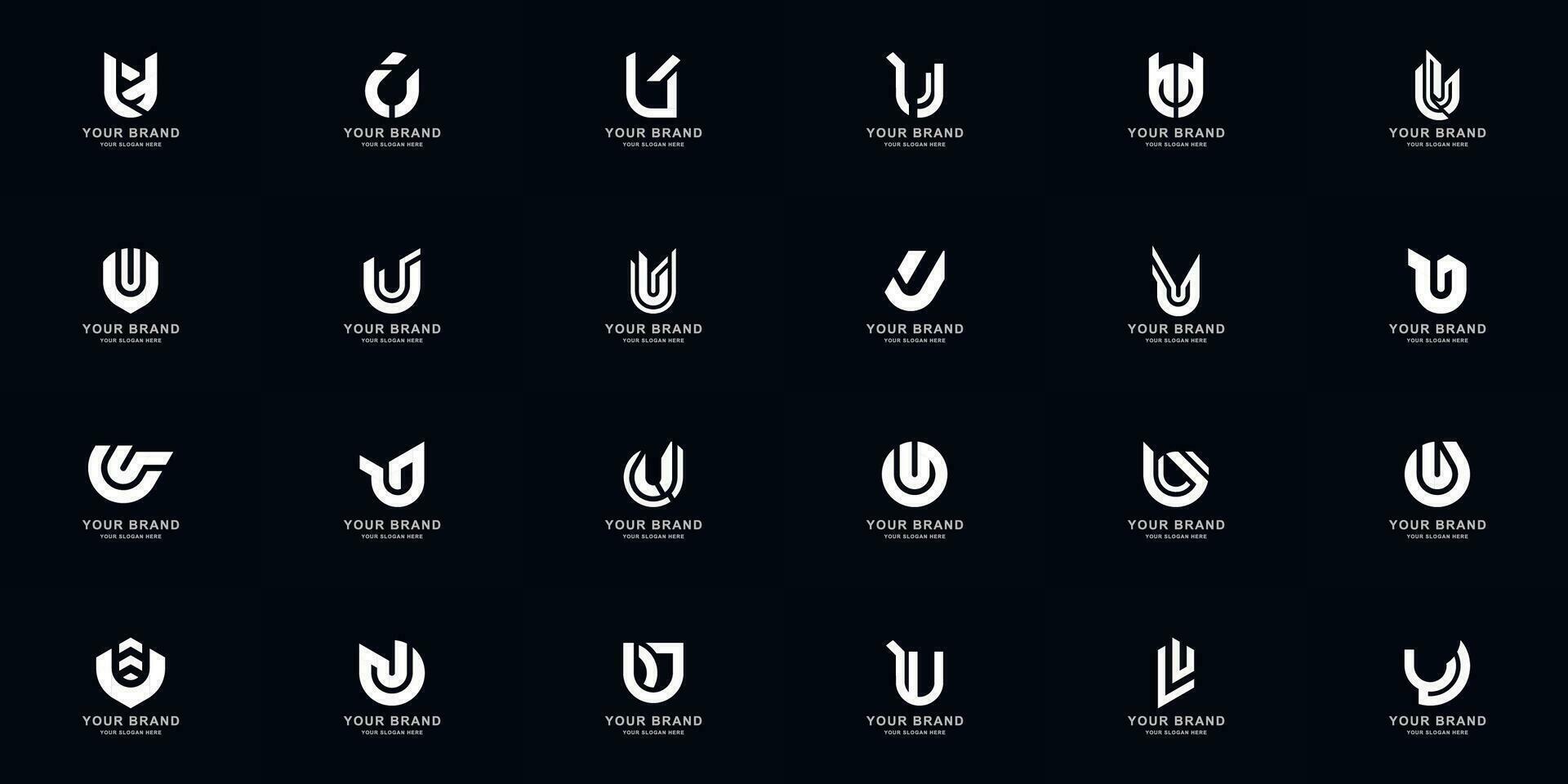 samling full uppsättning abstrakt brev u monogram logotyp design vektor