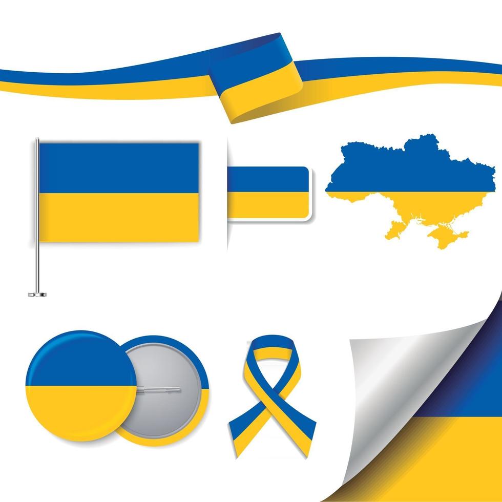 Ukraine-Flagge mit Elementen vektor