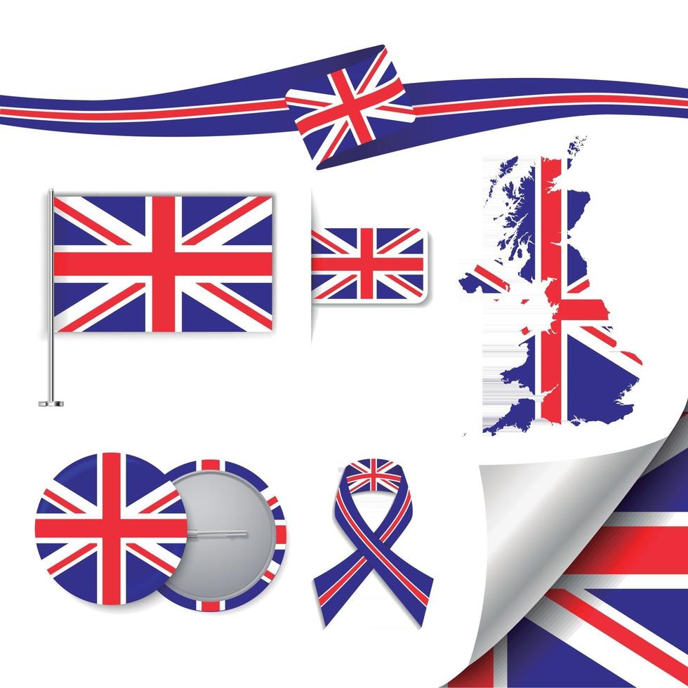 Großbritannien-Flagge mit Elementen vektor