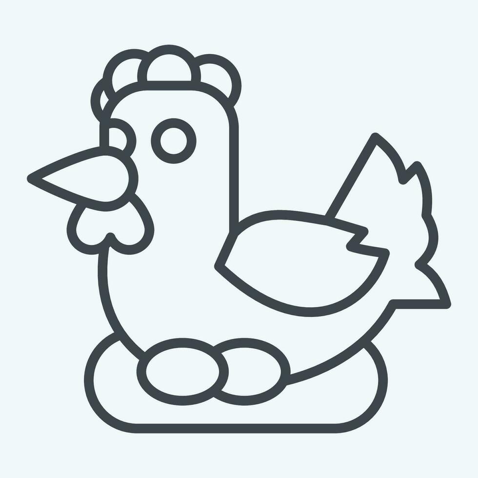 ikon kyckling. relaterad till lantbruk symbol. linje stil. enkel design redigerbar. enkel illustration vektor