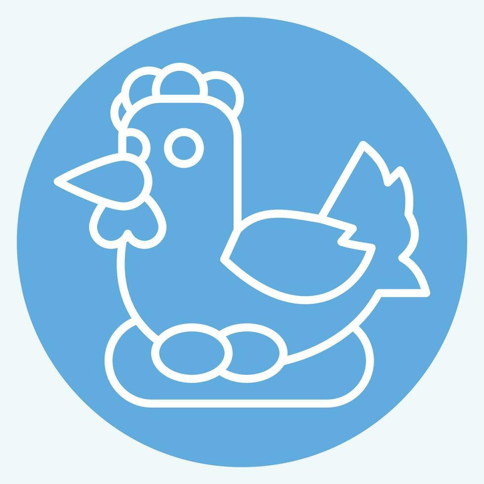 Symbol Hähnchen. verbunden zu Landwirtschaft Symbol. Blau Augen Stil. einfach Design editierbar. einfach Illustration vektor