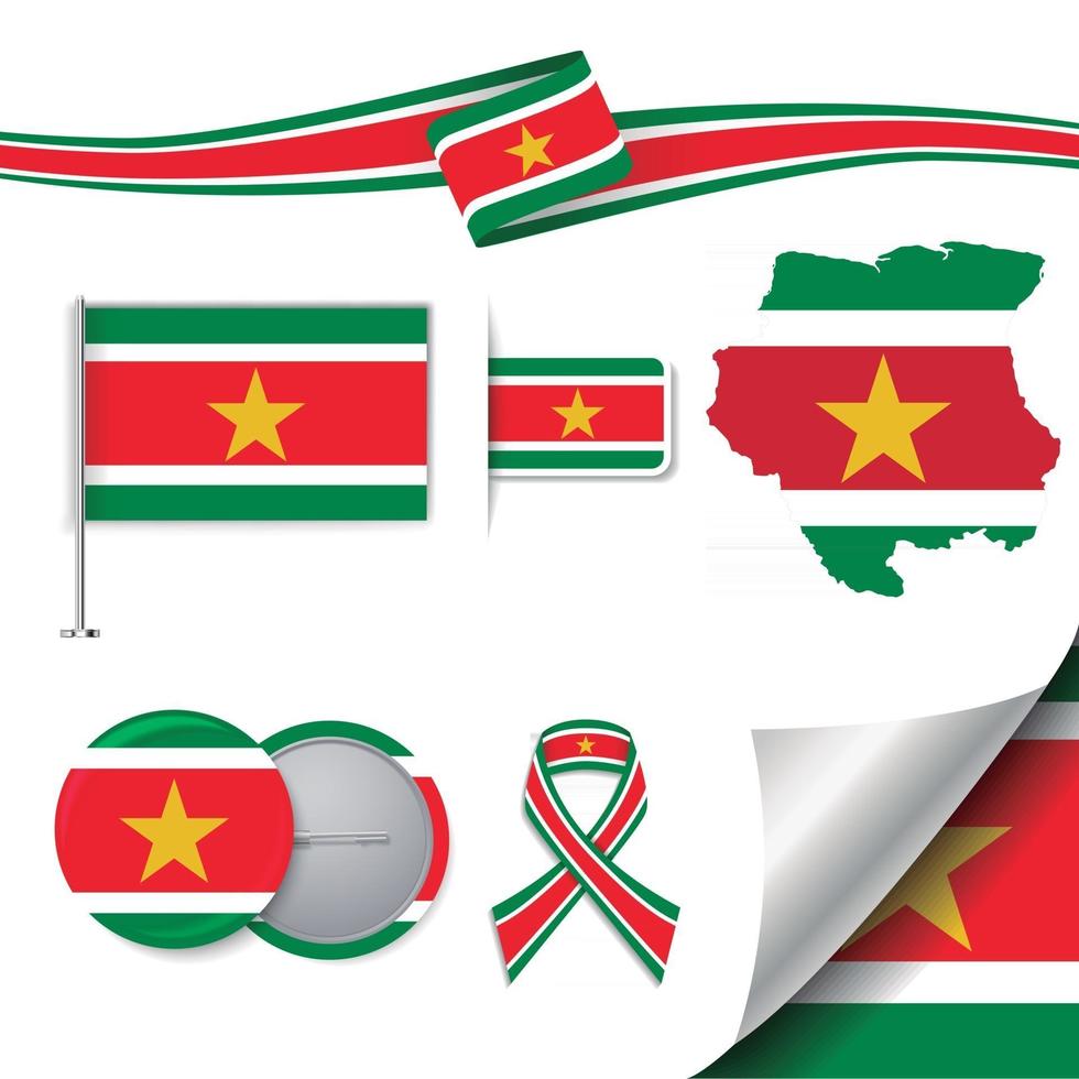 Surinam-Flagge mit Elementen vektor
