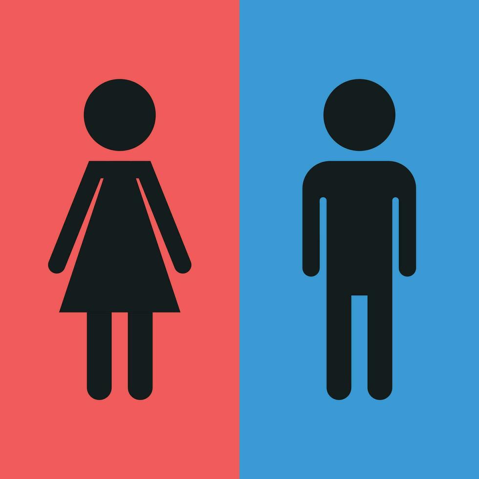 toalett, toalett platt vektor ikon . män och kvinnor tecken för toalett